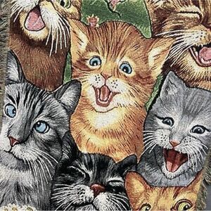 Cat Tapestry Throw Blanket CottageCore GrannyCore Cute Novelty Funny 50x38